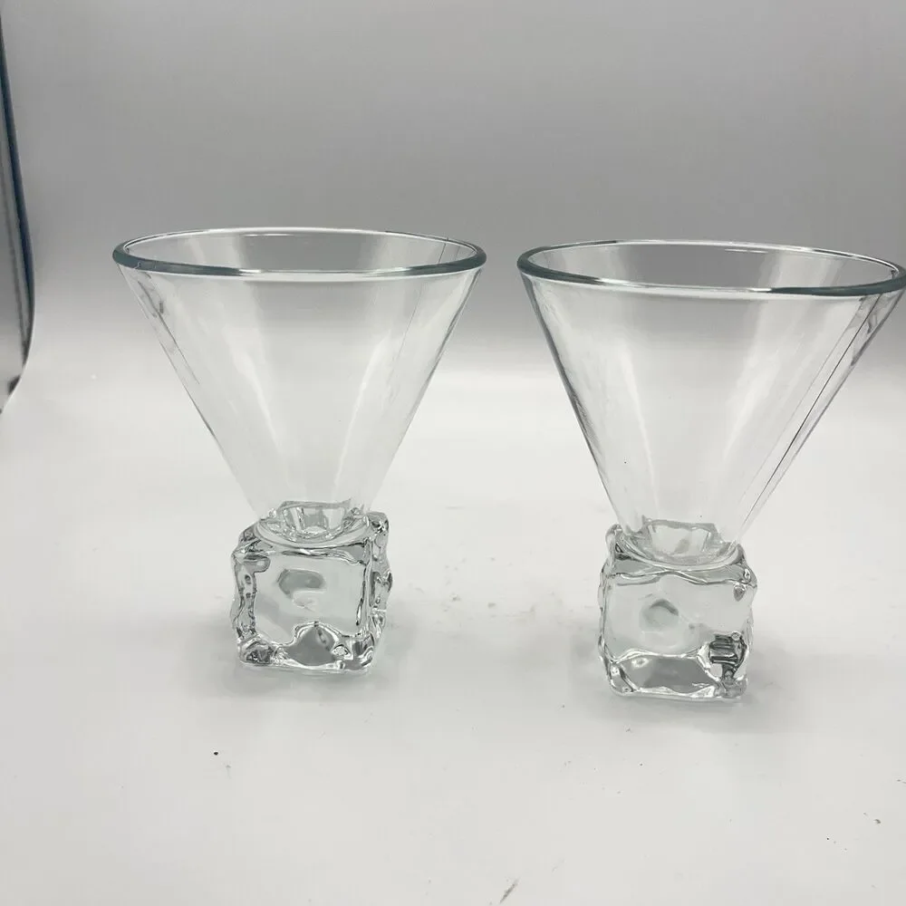 Vintage Set Disaronno Melting  Ice Cube Stemless Martini Glasses